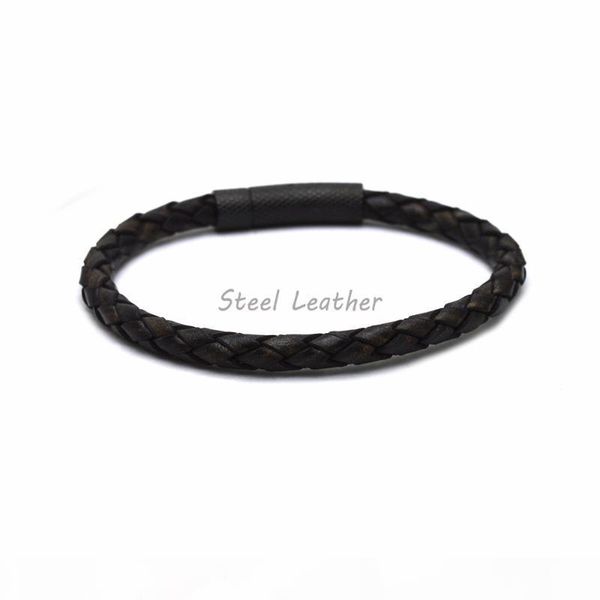 

5pcs lot classic design fashion braided genuine leather bracelet & bangle male stainless steel bracelets ladies christmas gift, Golden;silver