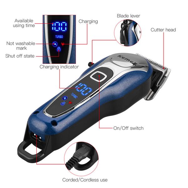 

men electric kemei lcd hair clipper haircut kemei trimmer hair professional electric rechargeable for machine display sevkr sqtrimmer