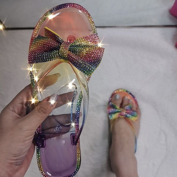 

women slippers 2020 slides fashion ladies transparent woman crystal bling shoes female home slippers lady beach flip flops, Black
