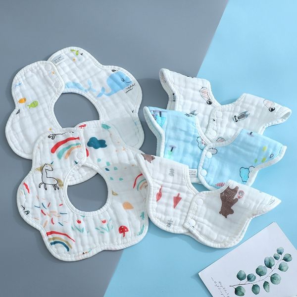 

8-layer cotton gauze rice saliva towel bib pocket 360 rotating petal bib infant saliva towel