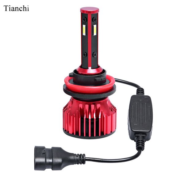 

2 pieces 4-sided h4 9005 h7 h11 led headlight kit 100w 10000lm hi-lo beam light 6000k mini red led car headlight bulbs