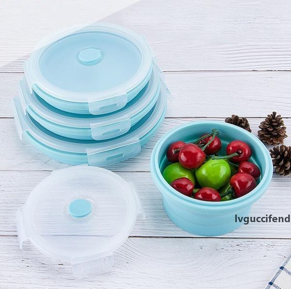 

portable folding lunch box round silicone lunch box microwave bento box