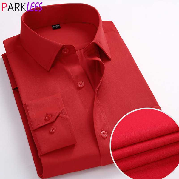 

red wedding groom shirt men 2020 brand new slim fit long sleeve mens dress shirts work casual button down chemise homme s-4xl, White;black
