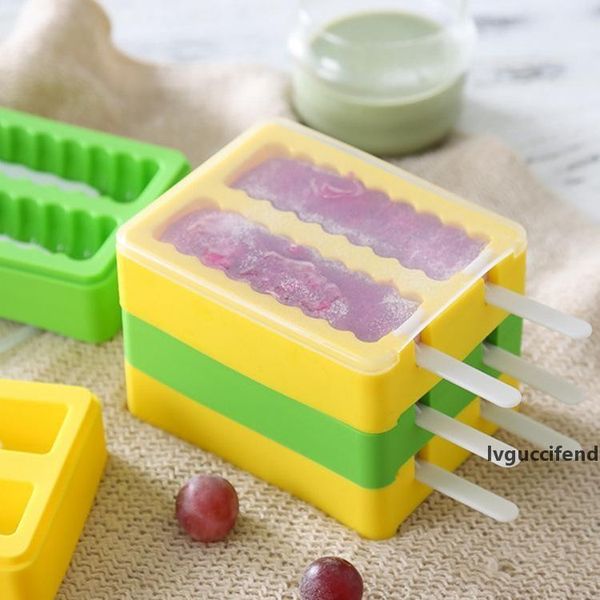 

2019 new gel ice cream mold with cover ice cream mold homemade diy silica gel mold ice cream bar stock