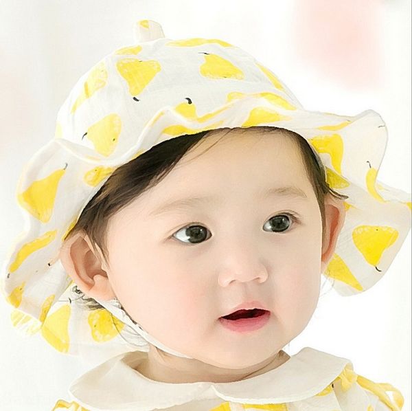 

new fruit basin bucket bucket fruit fisherman summer sun fisherman large eaves sun hat baby girl princess hat, Blue;gray