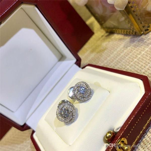 

luxury earrings jewelry s925 sterling silver small round diamond earrings luxury women jewelry gift ing, Golden;silver