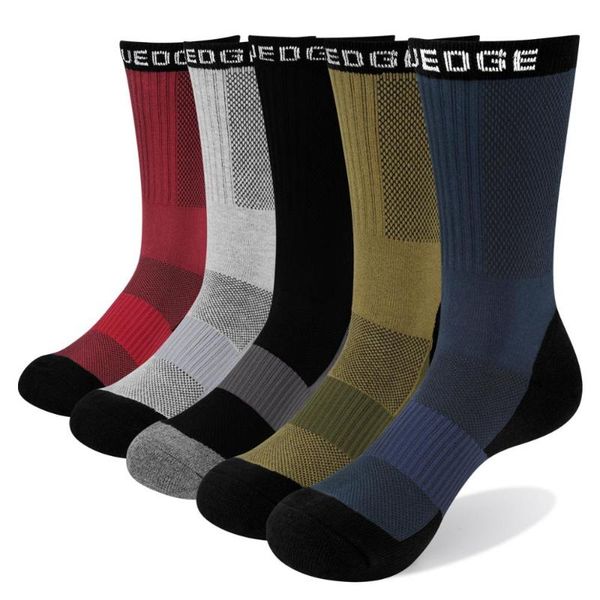 

yuedge men's socks cotton terry cushion long sports causal crew socks 5 pairs lot 38-45 eu, Black