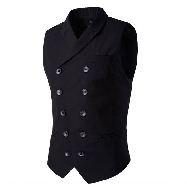 

new men's double-breasted slim suit collar men's casual coat thin large size coat vest vest vest, Black;white