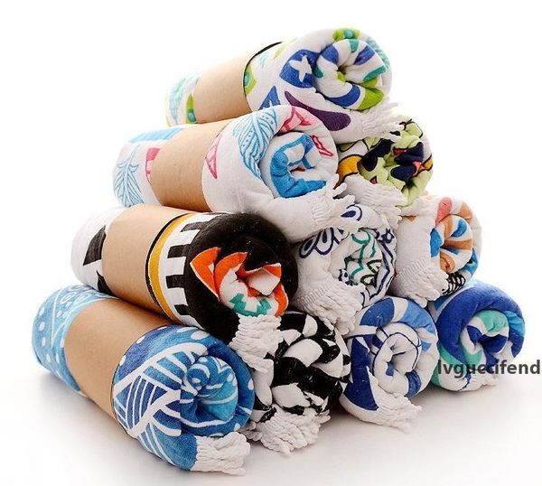 

cotton round beach blanket 13 types pattern beach towel tassel style diameter 1.5m round throw blanket