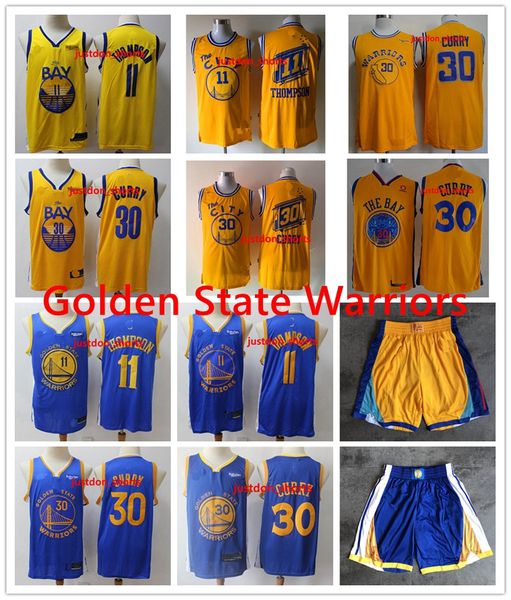 

mens golden state warriors throwback jersey klay 11 thompson stephen 30 curry basketball shorts basketball jerseys bluez black1, Black;red