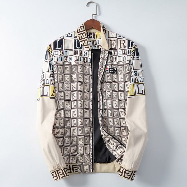 

мужской дизайнер с капюшоном стиль куртка двойной ff письмо одежда спортивная куртка повседневная одежда молния воротник плед напечатаны тон, Black;brown