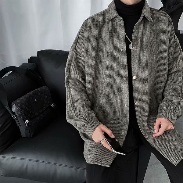 

u3jel men's autumn single-breasted lapel oversize korean bf couple trendy men's autumn single-breasted lapel oversize korean style, Black