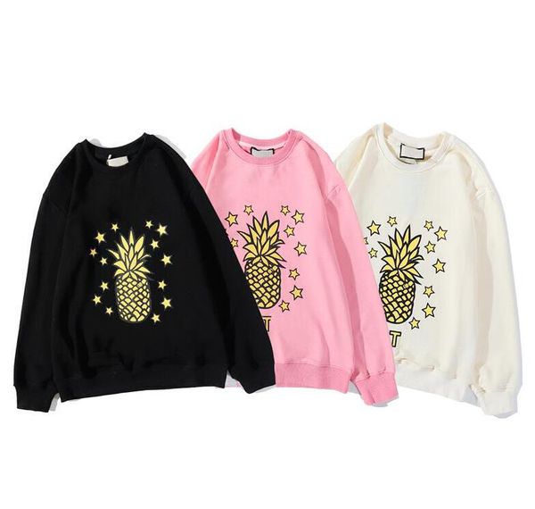 

autumn designer hoodies for men women sweatshirt with letters pineapple print fashion pullovers streetwear man 3 colors optional, Black