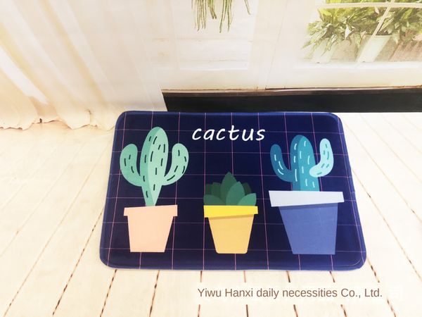 

green nordic style plant printed floor non-slip carpet non-slip door mat thickened absorbent washable carpet anti-skid mat