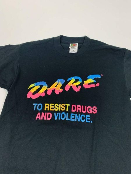 

Vintage 90s dare anti shirt size m deadstock nos D A R E neon multicolor