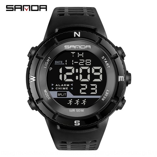 

sanda new men's sports digital luminous waterproof single movement luminous watch multifunctional student electronic watch, Blue