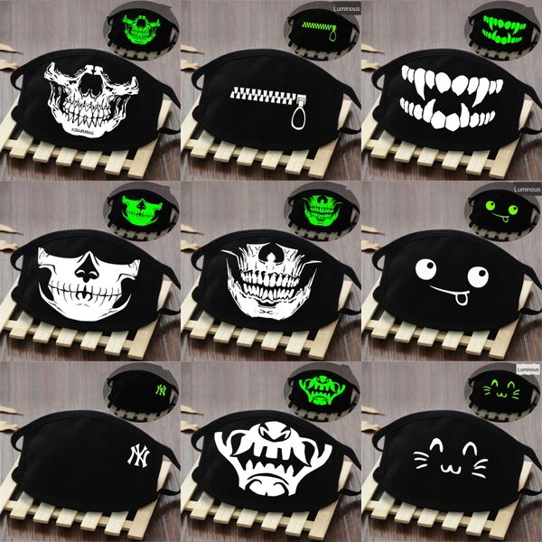 

blue skull face mask reusable cartoon print cubrebocas contaminacion ultraviolet proof washable running riding bike protective bdehom#795, Black