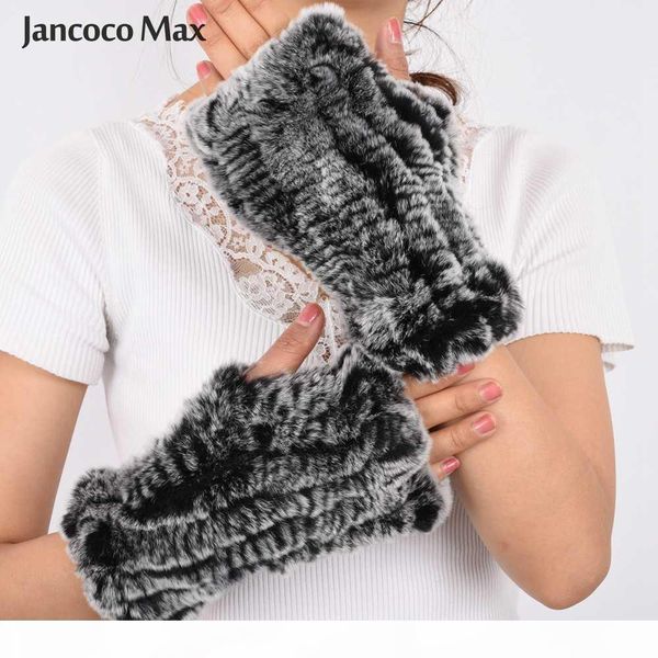 

d 2019 fashion new arrival real fur gloves women natural fur mittens winter warm knitted gloves s7263, Blue;gray