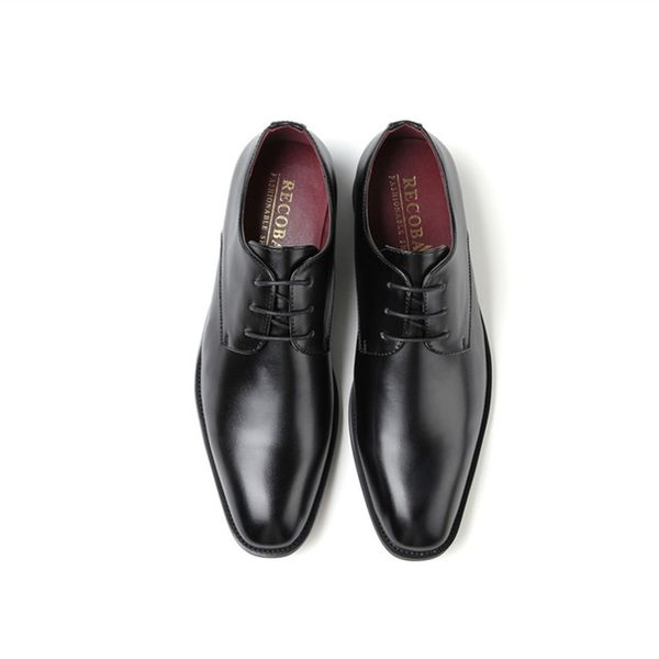 

2020 new simple business shoes men casual formal gentleman men shoes lacing manual polishing professional wear point, Black