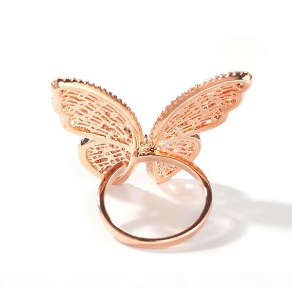 

d мужские iced out 3d золото бабочка форма кольца micro pave цирконий 14k позолоченный имитация diamonds hip hop регулируемое кольцо one, Golden;silver