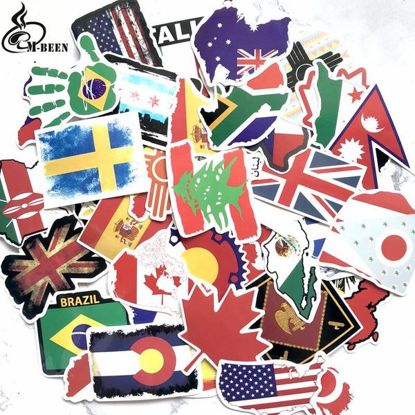 

5 sets=260pcs flag cartoon cartoon sticker water cup notebook pvc waterproof sticker