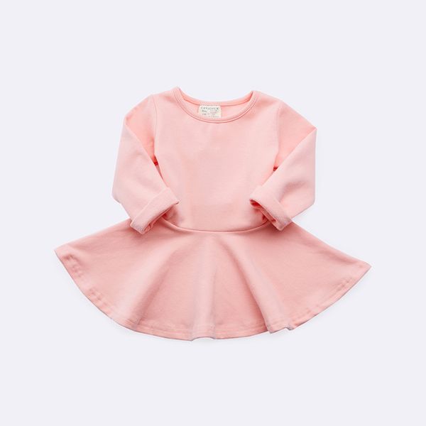 

spring autumn girls casual pure cotton falbala long-sleeved dress t-thirts new full england style above knee, mini, Red;yellow