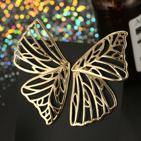 

new designer earrings personality simple butterfly wings earrings metal wind hollow alloy earrings, Golden
