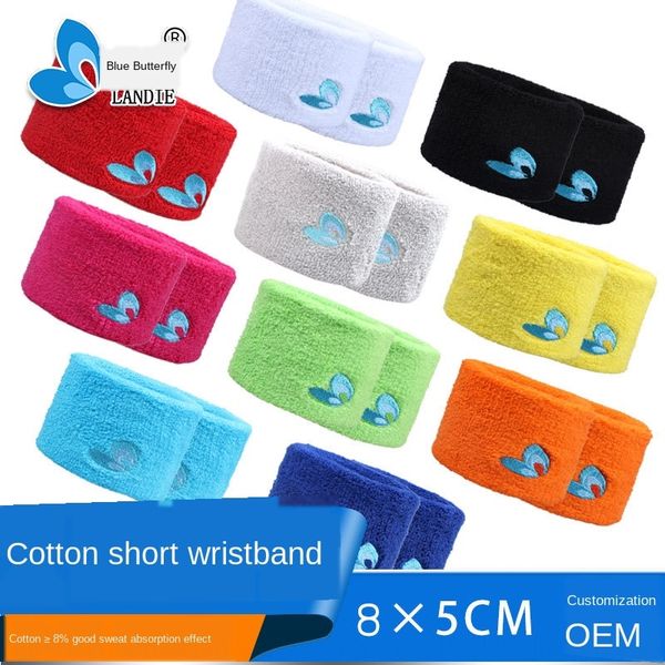 

pozl4 blue basketball wrist strap wrist strap butterfly wristband short sports cotton sweat absorbing men and women running basketball sweat, Black;red