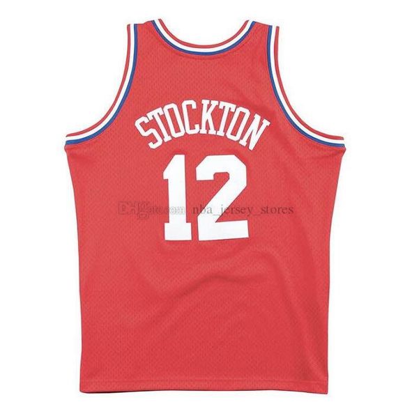 

мужчины юта джаз 12 джон стоктон mitchell ness красного 1991 all-star hardwoods classics аутентичного джерси, Black;red