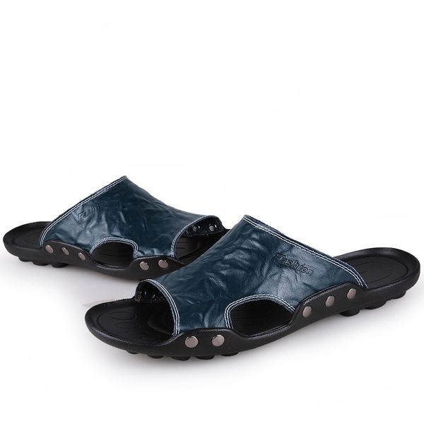 

spring and summer 2020 new men's sandals foreign trade large size breathable slippers fashion soft bottom anti slip outdoor sandals, Black