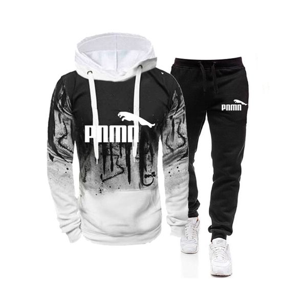 

2 pieces sets tracksuit men hooded sweatshirt+pants pullover hoodie sportwear suit ropa hombre casual men clothes size s-4xl, Gray