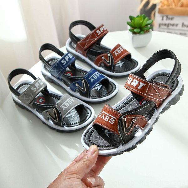 

boys' 2020 new style primary school children's fashion soft bottom boys korean sandals sandals style beach shoes, Black;red