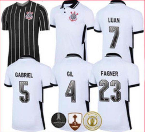 

corinthians soccer jerseys 2020 21 corinthian camisetas home away gil ronaldo luan fagner pedrinho 20 21 neto men kids kit football shirt, Black;yellow