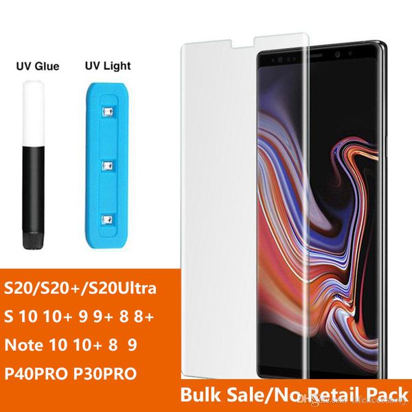 

uv light nano liquid glue tempered glass phone screen protector for samsung s20 ultra s10 s9 s8 note10 note 10 plus huawei p40pro p30pro