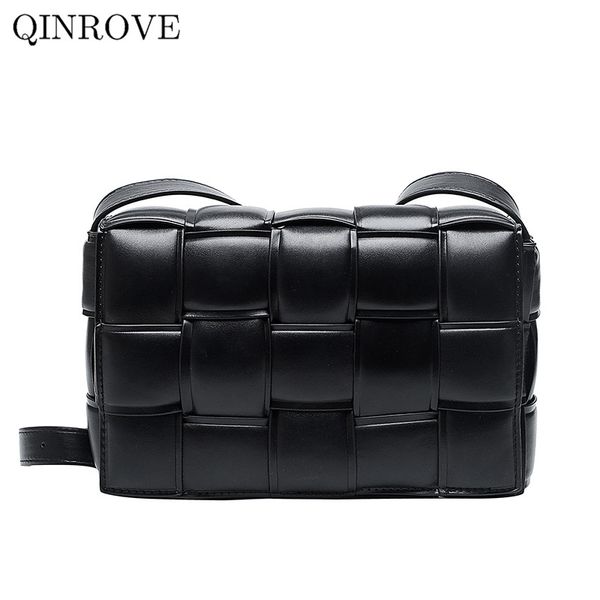 

flap-bags shoulder bag fashion crossbody-bag for women square flap cover 2020 designer luxury weave messenger casual pu leather