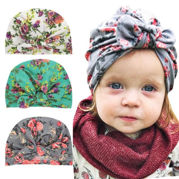 2020 Latest Floral bebê Algodão Turban Hat Crianças Headbands macia recém-nascido Ear Gorros Cap Hairband da criança Acessórios de cabelo