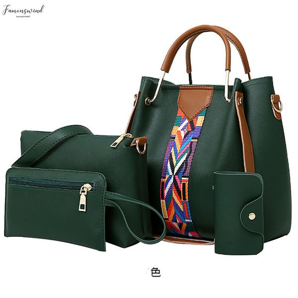 

4pcs bag set handbags fashion bags for women 2020 new elegant women printing pattern handbag shoulder bag card package