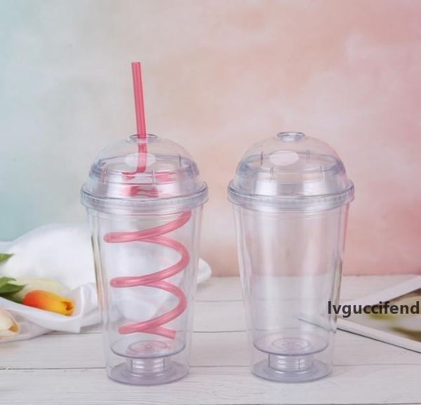

diy straw cup 450ml milkshake cup double plastic cup milkshake juice custom colors available