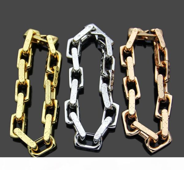

highest level designer enamel 18k gold couple bracelettitanium steel letter mens bracelets bangles lovers luxury jewelry gift, Silver