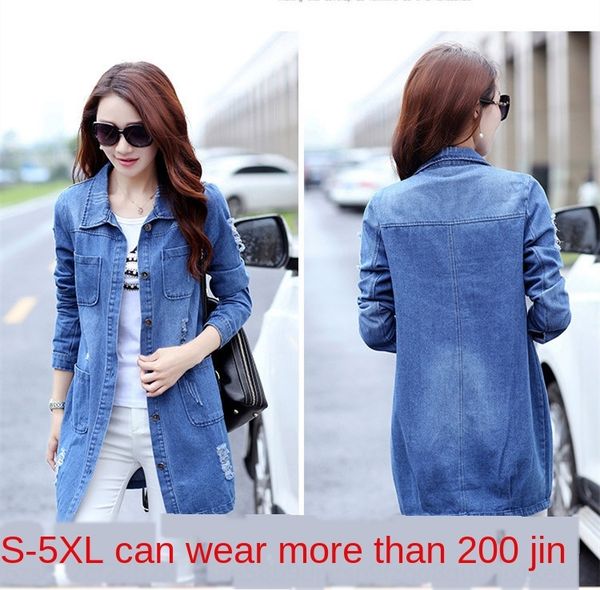 

весна корейского стиль свободного похудение пальто ветровка большого размер средней длина случайные денима ветровка пальто женской мода, Tan;black