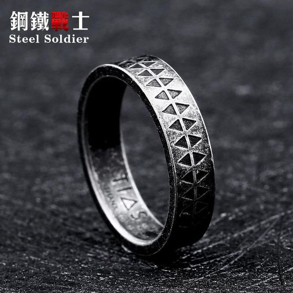 

steel soldier fashion simple ring for women and men popular viking style jewelry, Golden;silver