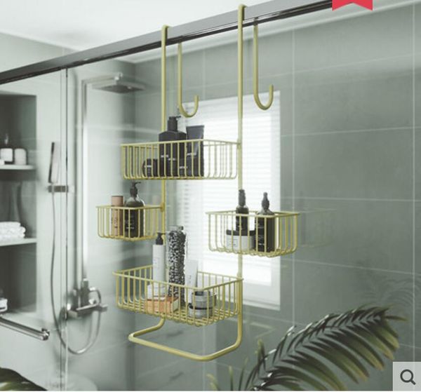 

shelf on the bathroom wall behind door there is a rack for storage bathrooms shelves