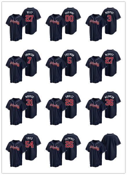 

atlanta braves men women youth 3 dale murphy 13 ronald acuna jr.1 ozzie albies 2020 alternate jersey, Black