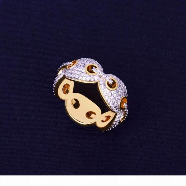 

новое прибытие мужчины шарм кольцо цвета золота bling кубический циркон iced out rings hip hop ювелирные изделия для подарка, Silver