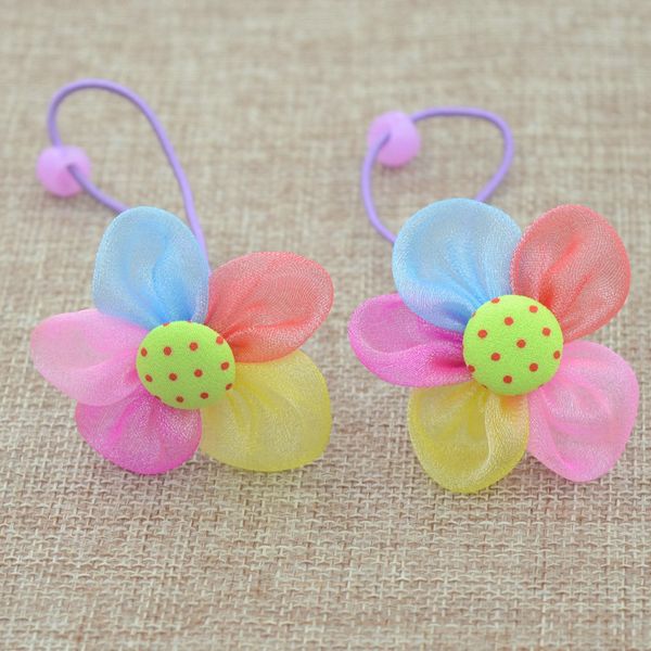 

hair accessories 2pcs/lot fashion candy color scrunchy headband girls bow flower bands rubber gum ornamen, Slivery;white