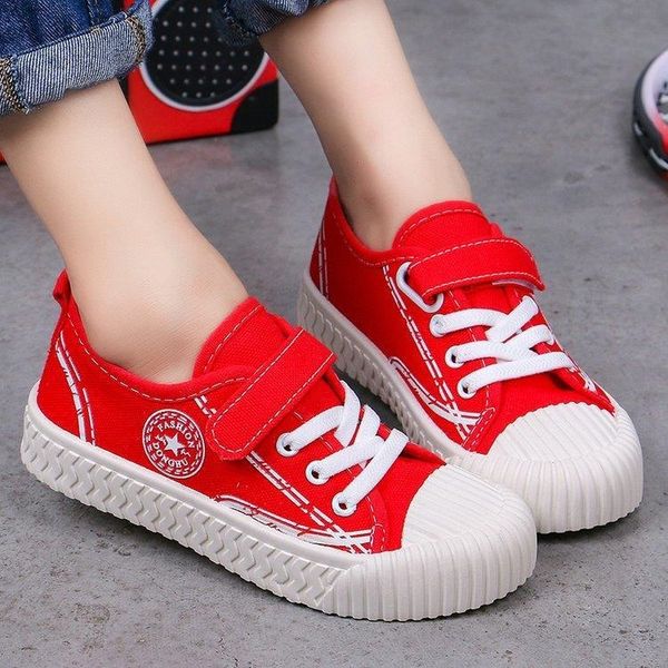 

new children's cartoon children's in 2020 thick mesh light shoes canvas canvas shoes wear resistant anti-skid, Black;red