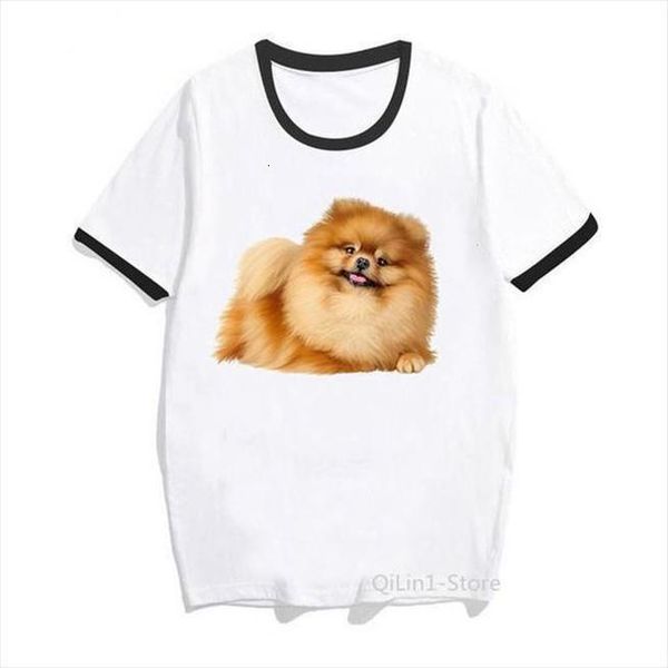 

harajuku kawaii brown поморская printed тенниски женщин друзья dog lover футболка femme cute top девушки тройники летняя одежда, White