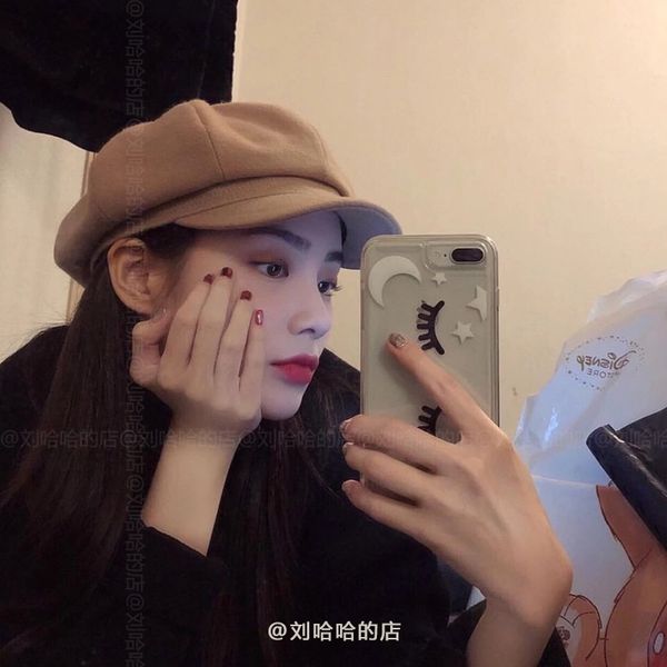 

black beret children's thin british korean style beret octagonal hat web celebrity painter newsboy octagonal hat, Blue;gray