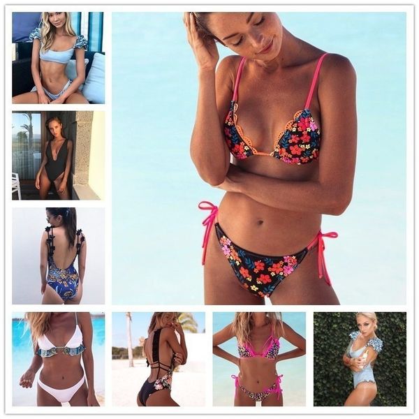 

ruffles women bikini set geometric print bikini plaid swimwear brazilian push up swimsuit 2020 thong biquini bathing suit, White;black