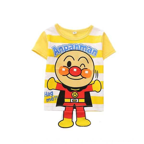 

19 summer short-sleeved cotton printed foot half-sleeved boys children's t-shirt and girls t-shirt, Blue